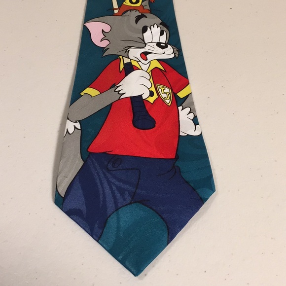 Tom & Jerry Cartoon Tie Green / Blue Vintage 1994 - Picture 4 of 13
